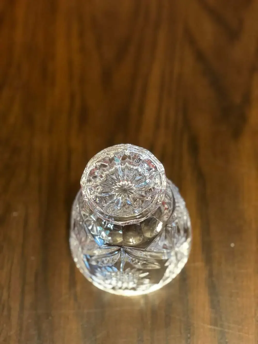 Vintage Footed Cut Lead Crystal Lidded Candy Dish with Pinwheel and Hobstar Desi